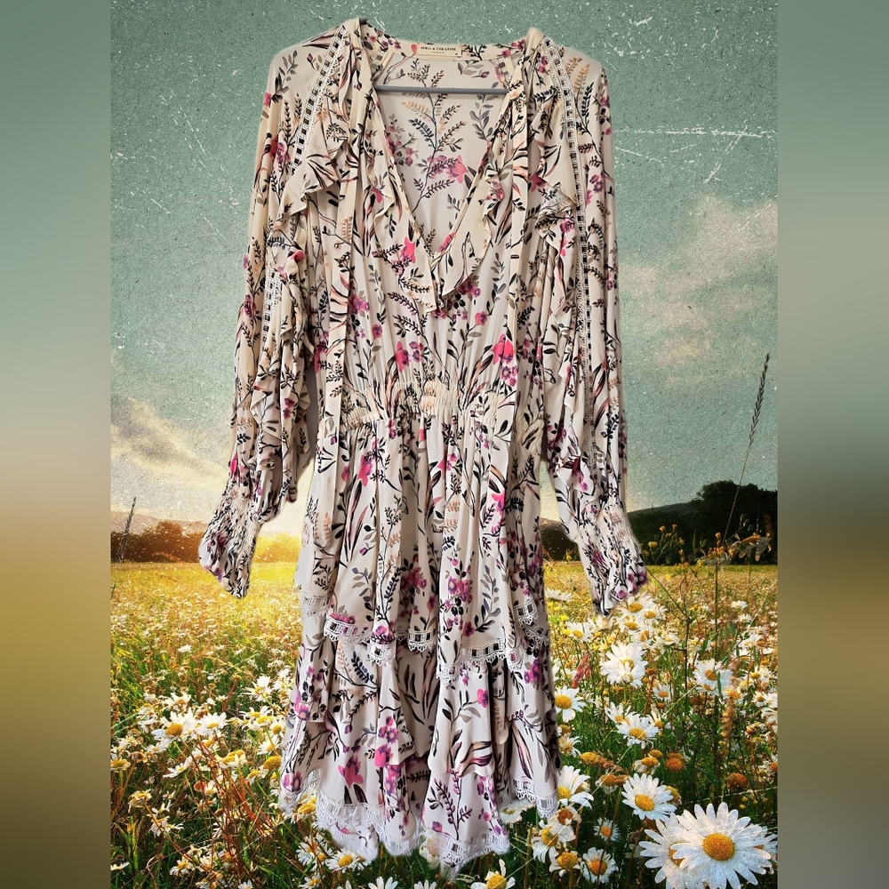 Spell & The Gypsy Maisie Play Dress Cream Floral Vacation Dress